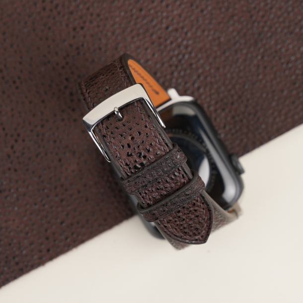 Brown Black Diamond Leather Apple Watch Band