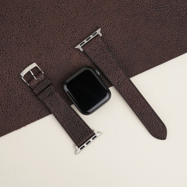 Brown Black Diamond Leather Apple Watch Band