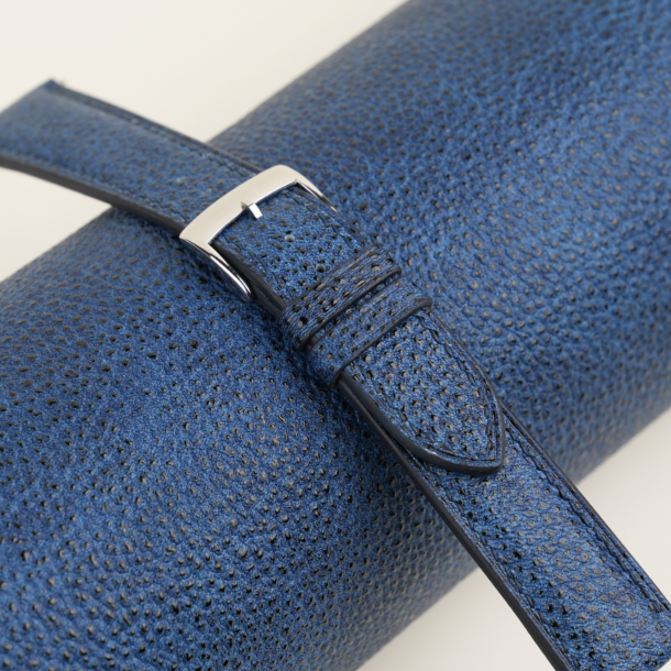 Padded Navy Black Diamond Wagyu Leather Watch Strap
