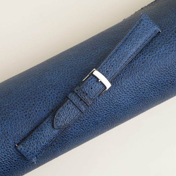 Padded Navy Black Diamond Wagyu Leather Watch Strap