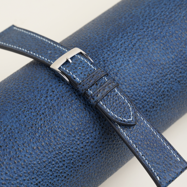 Navy Black Diamond Wagyu Leather Watch Strap