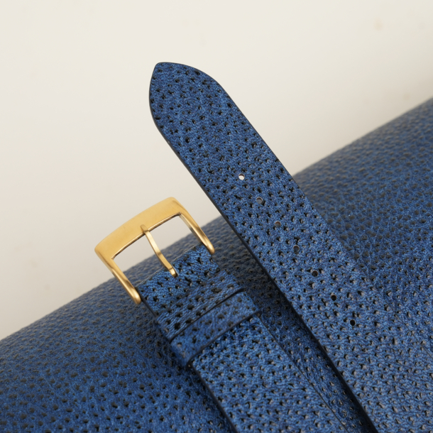 Vintage Navy Black Diamond Wagyu Leather Watch Strap