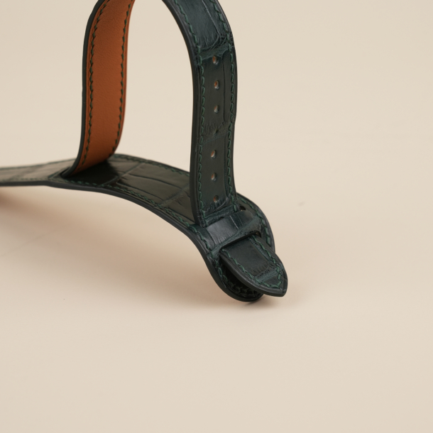 Vintage Dark Green Alligator Leather Bund Strap