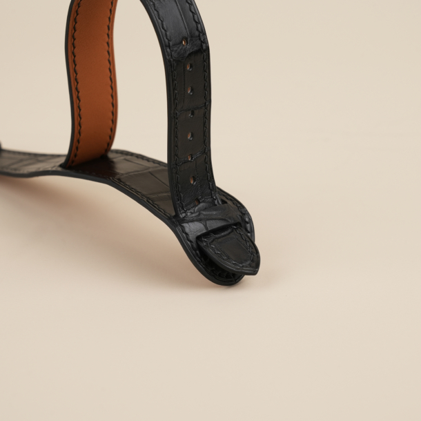 Vintage Black Alligator Leather Bund Strap