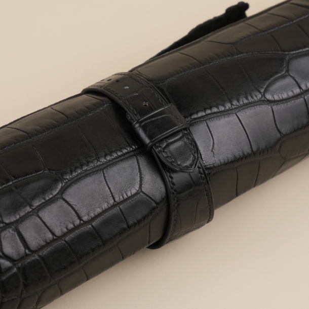 Vintage Black Alligator Leather Bund Strap