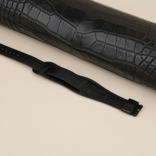 Vintage Black Alligator Leather Bund Strap
