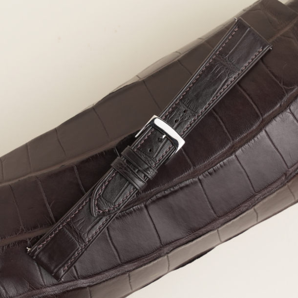 Dark Brown Alligator Leather Watch Strap | Handdn - Bespoke
