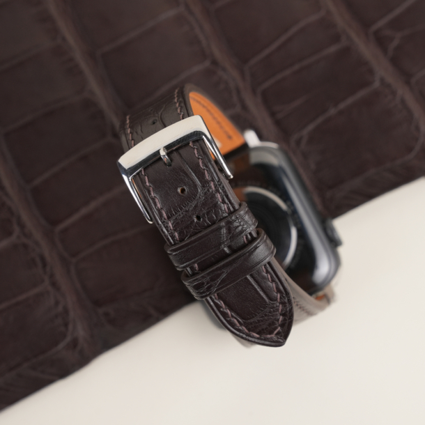 Dark Brown Alligator Leather Apple Watch Band