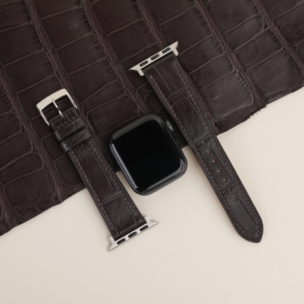 Dark Brown Alligator Leather Apple Watch Band