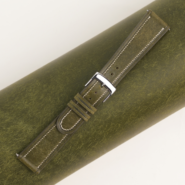 40's Vintage Dark Olive Pueblo Leather Watch Strap