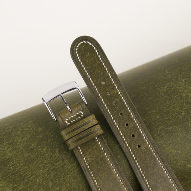 40's Vintage Dark Olive Pueblo Leather Watch Strap