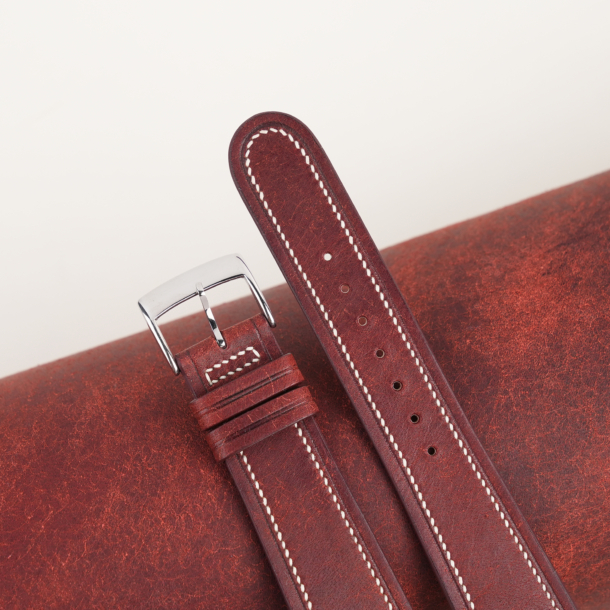 40's Vintage Burgundy Pueblo Leather Watch Strap