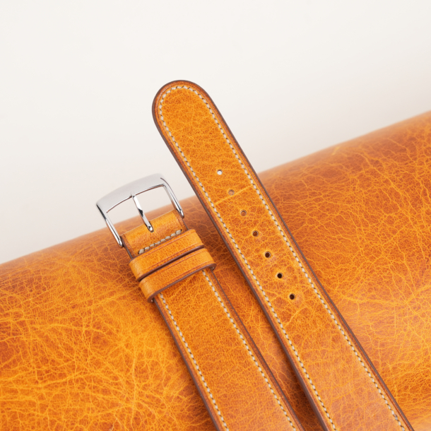 Micro Stitch Whiskey Waxed Badalassi Carlo Leather Watch Strap