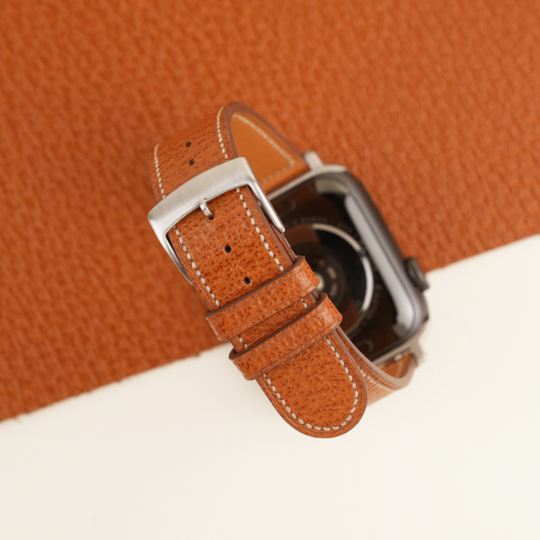 Micro Stitch Cognac Peccary Leather Apple Watch Band