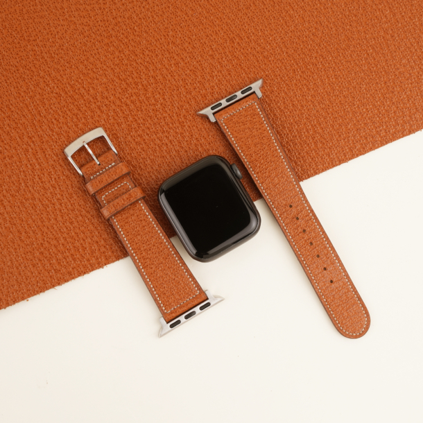 Micro Stitch Cognac Peccary Leather Apple Watch Band