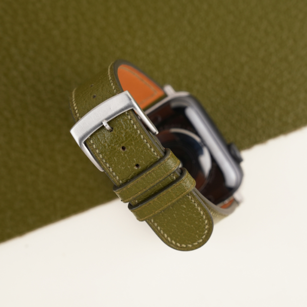 Micro Stitch Light Olive Peccary Leather Apple Watch Band