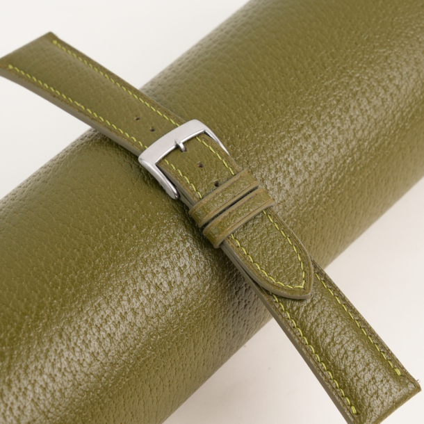 Padded Light Olive Peccary Leather Watch Strap