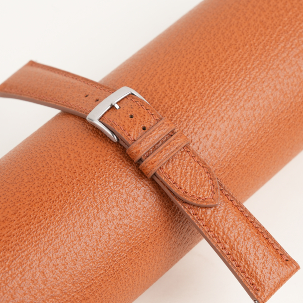 Padded Cognac Peccary Leather Watch Strap