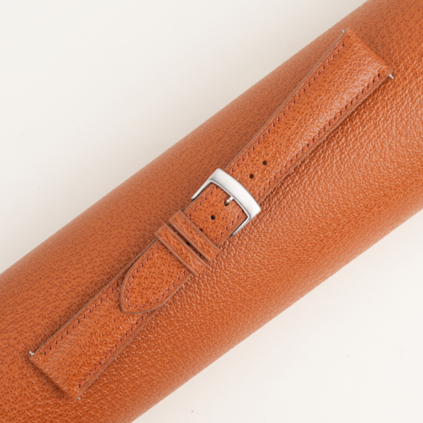 Padded Cognac Peccary Leather Watch Strap