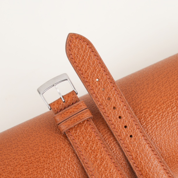 Padded Cognac Peccary Leather Watch Strap