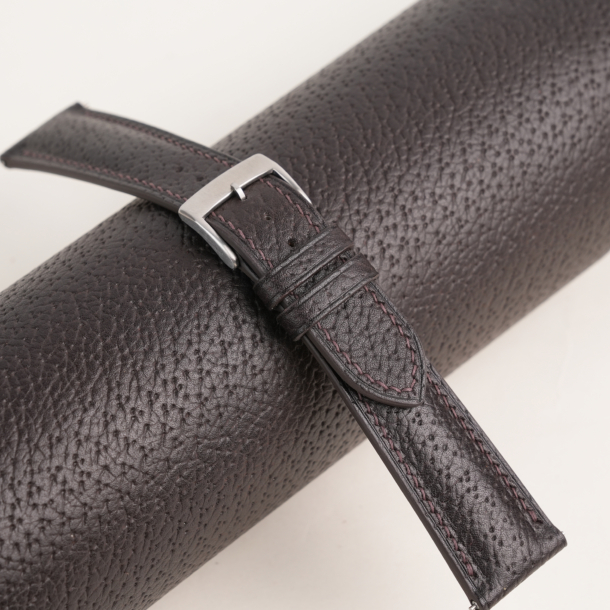 Padded Chocolate Peccary Leather Watch Strap