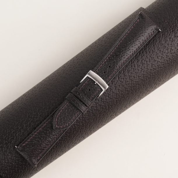 Padded Chocolate Peccary Leather Watch Strap