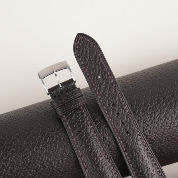 Padded Chocolate Peccary Leather Watch Strap