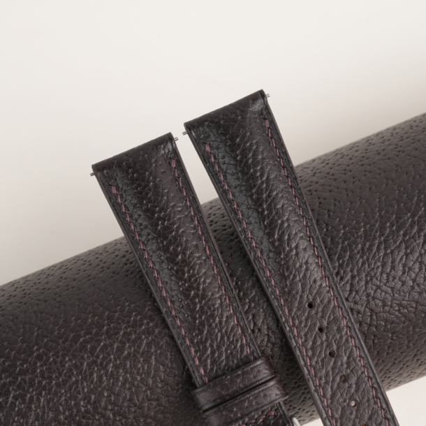 Padded Chocolate Peccary Leather Watch Strap