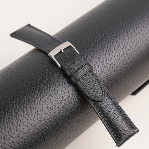 Padded Black Peccary Leather Watch Strap