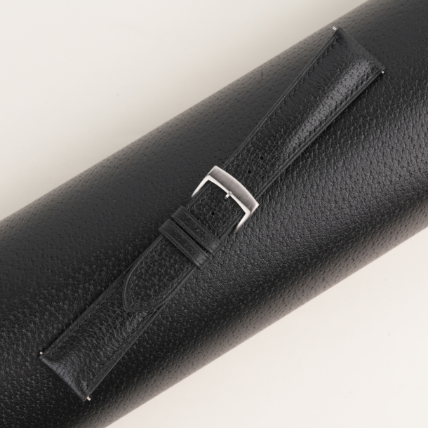 Padded Black Peccary Leather Watch Strap