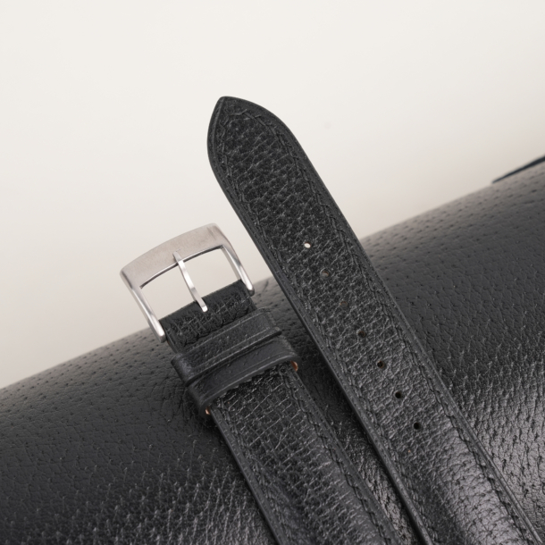 Padded Black Peccary Leather Watch Strap