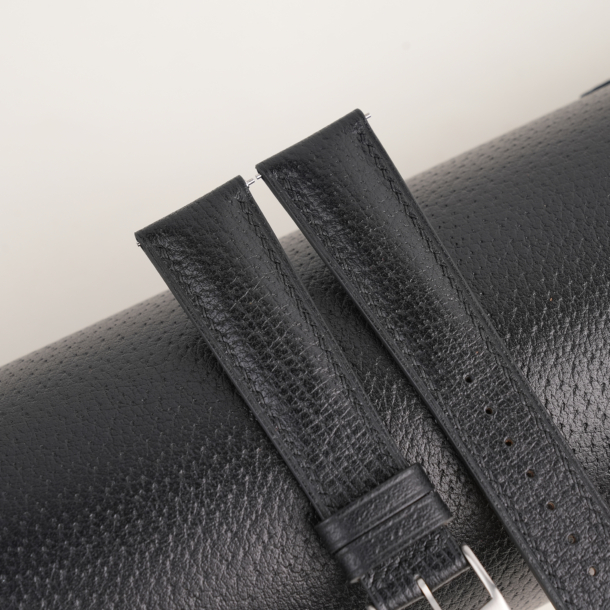 Padded Black Peccary Leather Watch Strap