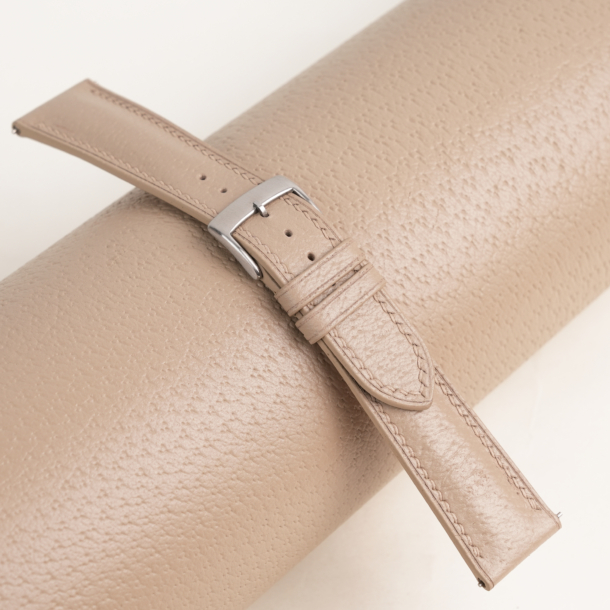 Padded Beige Peccary Leather Watch Strap