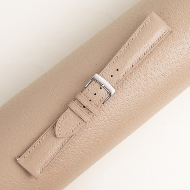 Padded Beige Peccary Leather Watch Strap