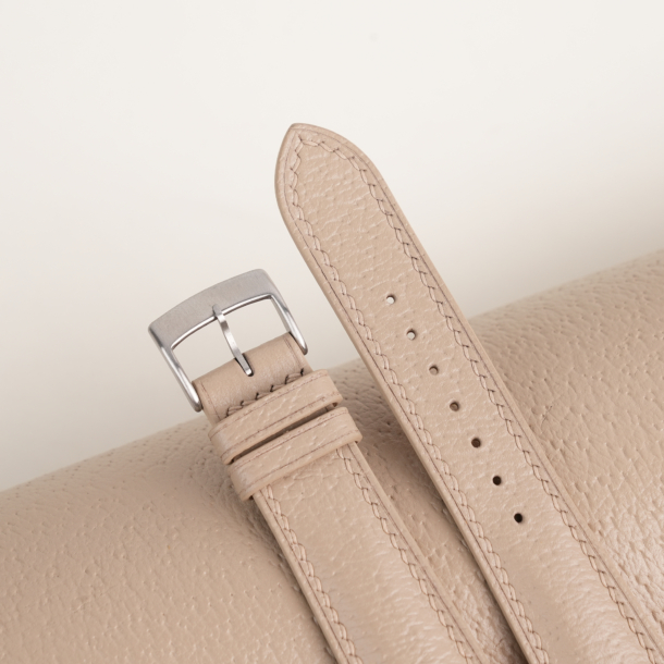 Padded Beige Peccary Leather Watch Strap