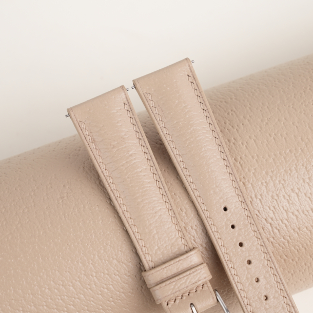 Padded Beige Peccary Leather Watch Strap