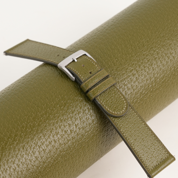 Micro Stitch Light Olive Peccary Leather Watch Strap