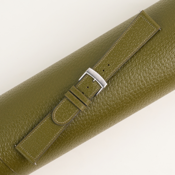 Micro Stitch Light Olive Peccary Leather Watch Strap