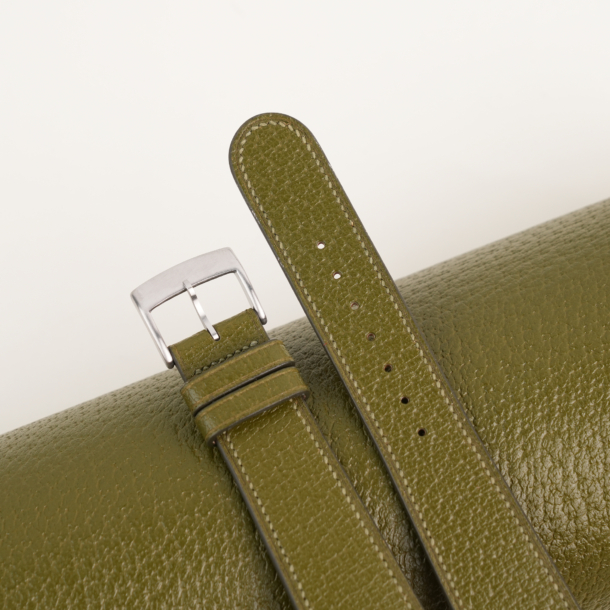 Micro Stitch Light Olive Peccary Leather Watch Strap