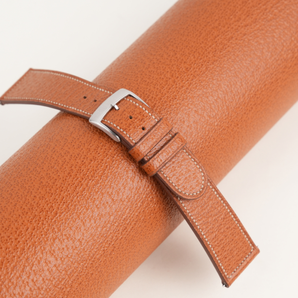 Micro Stitch Cognac Peccary Leather Watch Strap