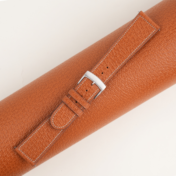 Micro Stitch Cognac Peccary Leather Watch Strap