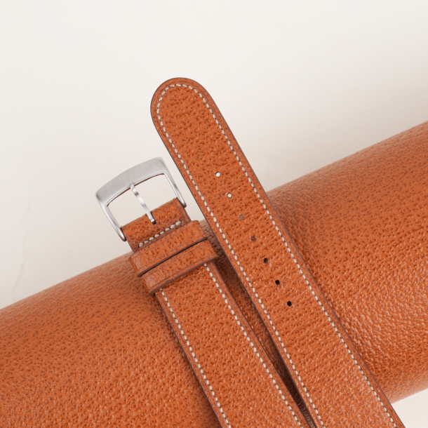 Micro Stitch Cognac Peccary Leather Watch Strap