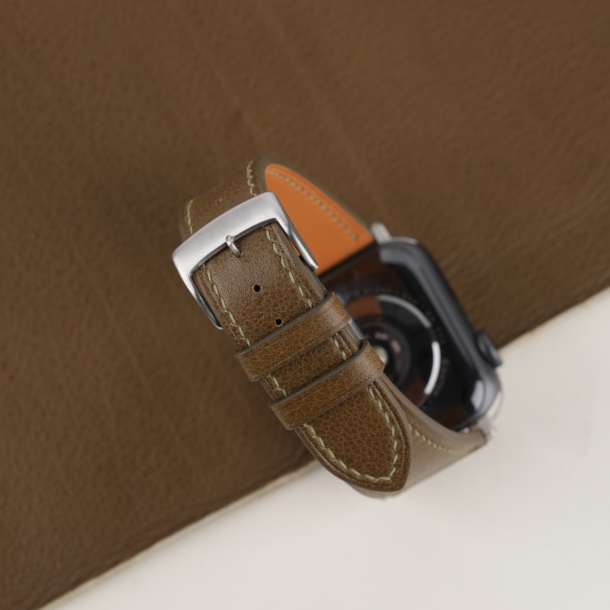 Olive Swift Leather Apple Watch Band