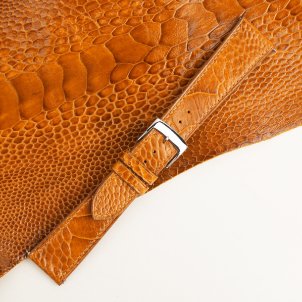 Classic-Cognac-Ostrich-Leg-Leather-Watch-Strap
