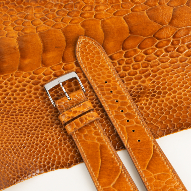 Classic-Cognac-Ostrich-Leg-Leather-Watch-Strap