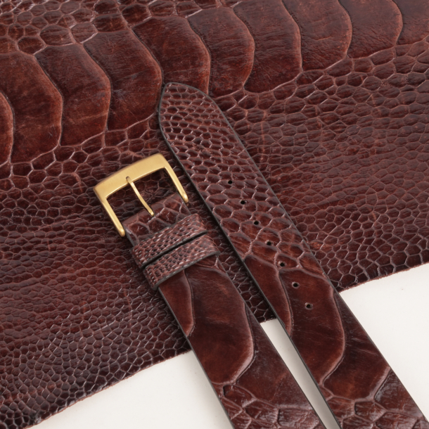 Vintage Dark Brown Ostrich Leg Leather Watch Strap