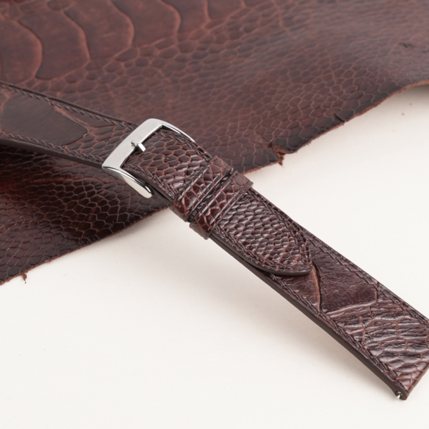 Dark Brown Ostrich Leg Leather Watch Strap