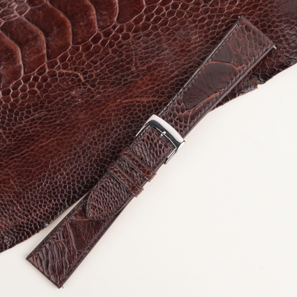 Dark Brown Ostrich Leg Leather Watch Strap
