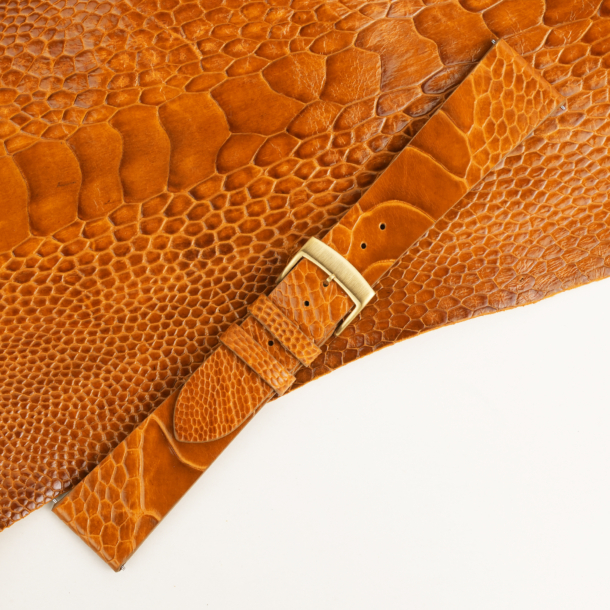 Vintage-Cognac-Ostrich-Leg-Leather-Watch-Strap