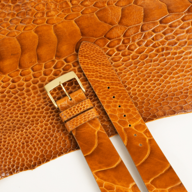 Vintage-Cognac-Ostrich-Leg-Leather-Watch-Strap